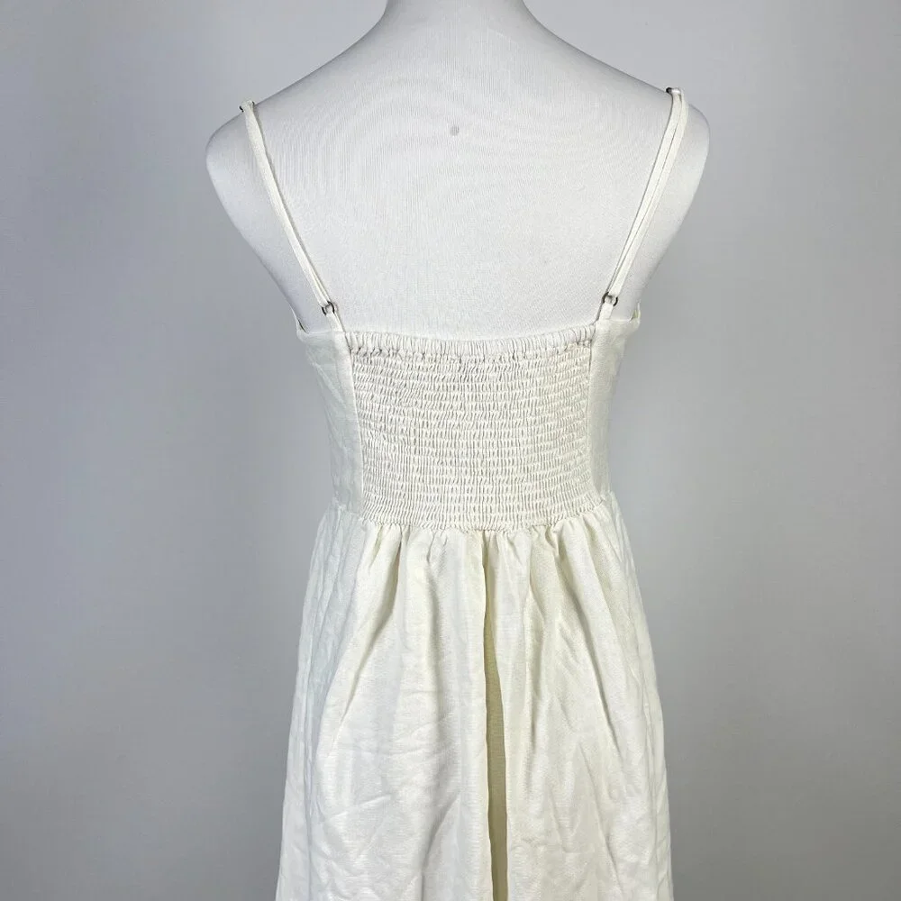 NWOT Farm Rio Linen Blend White Sleeveless Maxi Dress Size S - Picture 9 of 15